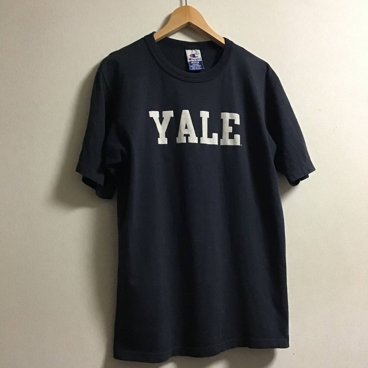 90s 上良品 Champion 希少 YALE 刺繍 トリコ ビンテージ T-Shirt USA製