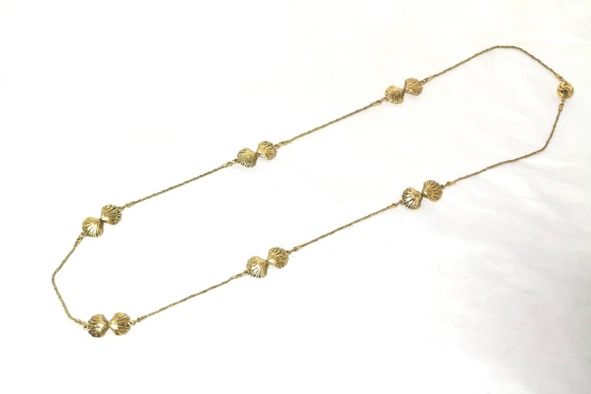 4J3013【本物保証】シャネル ネックレス シェル 貝殻 ココマーク ロゴ ゴールド フェイク パール vintage CHANEL
