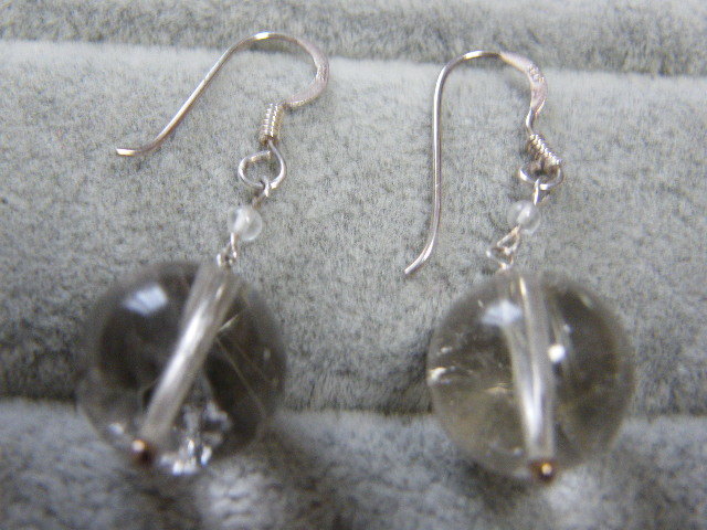 3029. natural rutile silver 925 color stone crystal earrings 