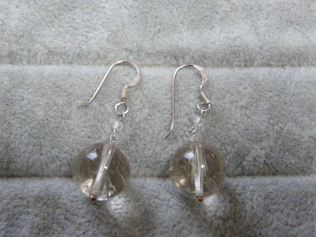 3029. natural rutile silver 925 color stone crystal earrings 