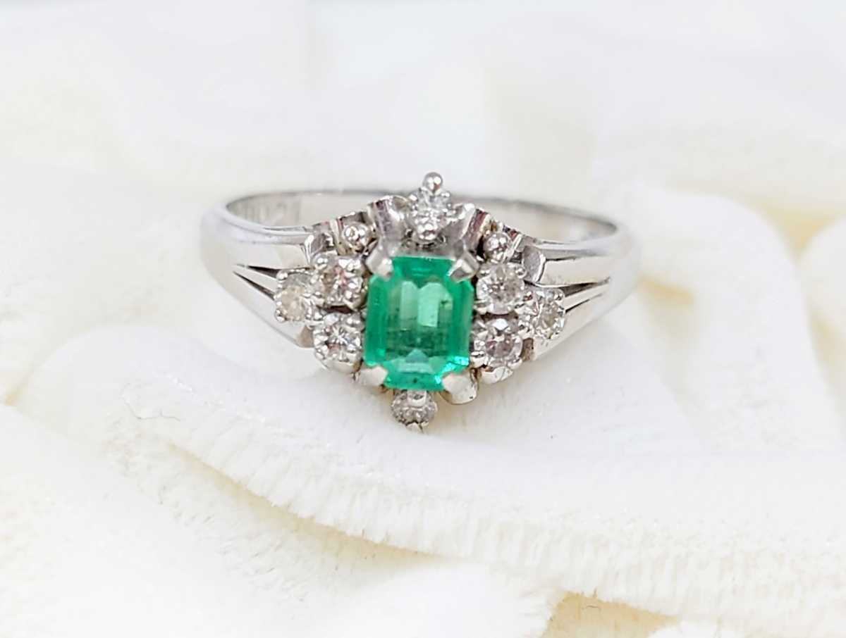  jewelry makiPt900 emerald ring diamond 13 number ring gem jewelry written guarantee *gm9*300