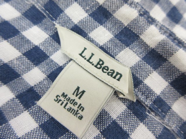 ■【エルエルビーン L.L.Bean】 リネン 薄手 長袖シャツ (レディース) sizeM ホワイト×ネイビー チェック柄 ★18LK2098★_画像8