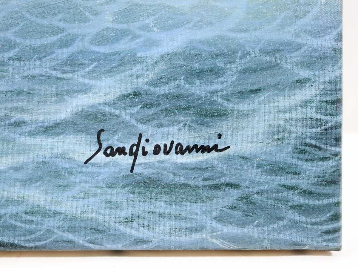  genuine work jorujo* Sanji . Van ni oil painting [ wave .].53×45.5cm F10 Italy person sea . author rear rhythm .. beater attaching Shiranami . establish sea. ..6262