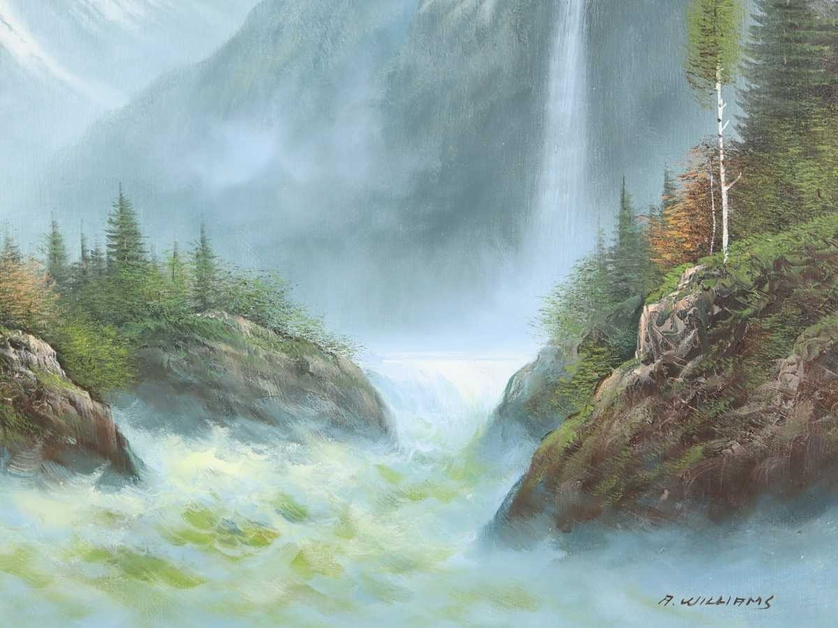 真作 アンディ ウィリアムズ 大作油彩「Switzerland Wilder Kaiser」画寸 91cm×60.5cm M30 Kim Tae Bok 雄大なるアルプスシーン 6289_画像7