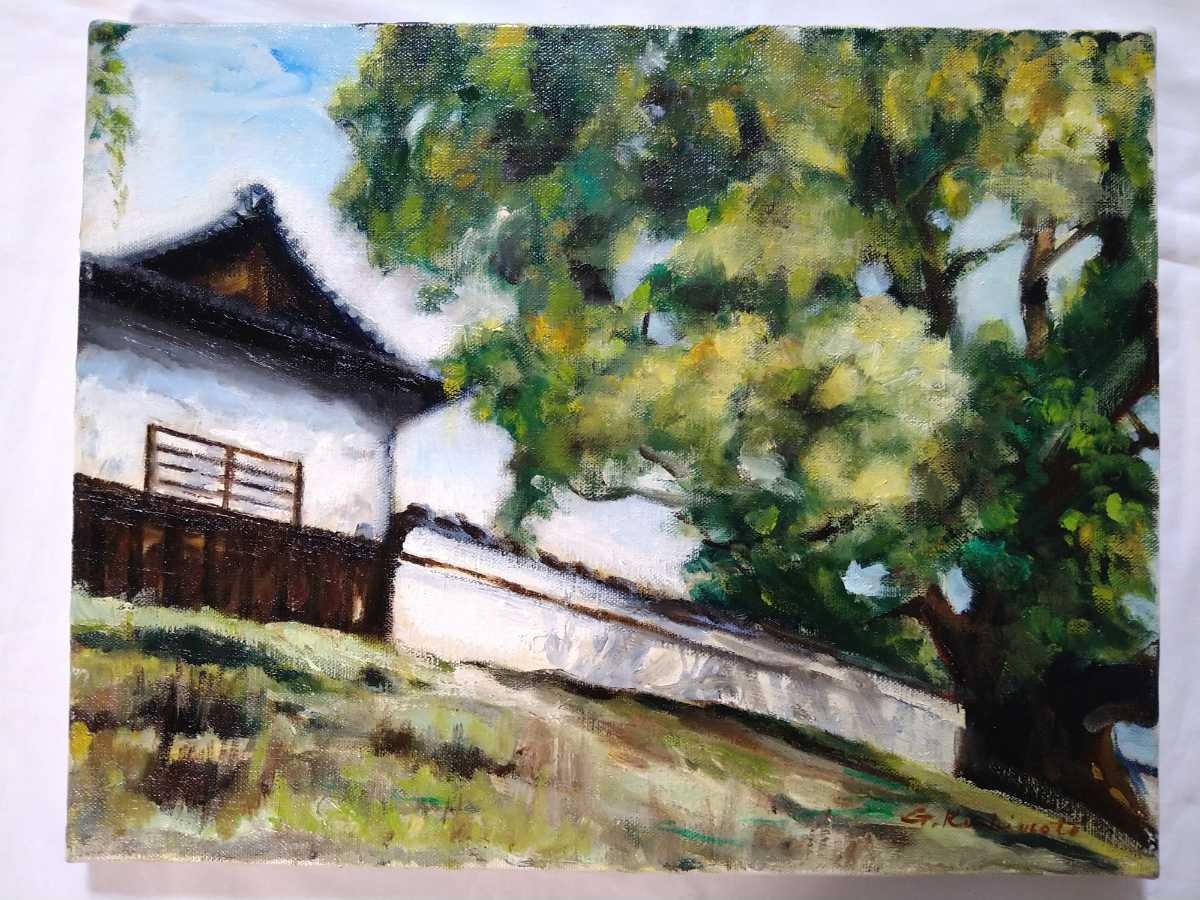 真作 岸本悟良 油彩「秋の京都路」画寸 41cm×32cm F6 大阪府出身 二元会運営委員 日本美術家連盟会員 川田茂に師事 得意の風景画 4420_画像2