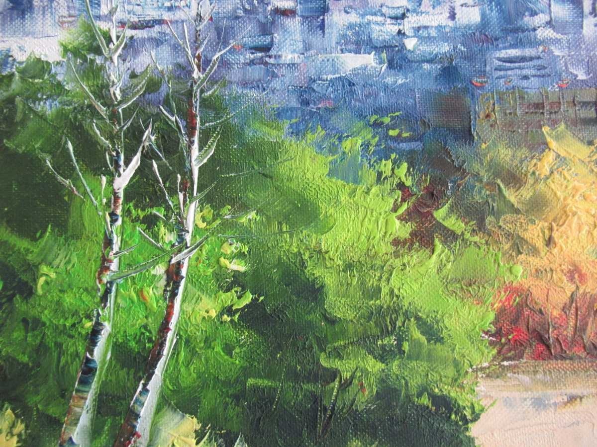  genuine work Kobayashi . three oil painting [ Kobe scenery ]. size 45.5×38cm F8 Hyogo prefecture .. less place . table . did feeling .. nature . weave eggplant scenery ... eye under . spread ..4552