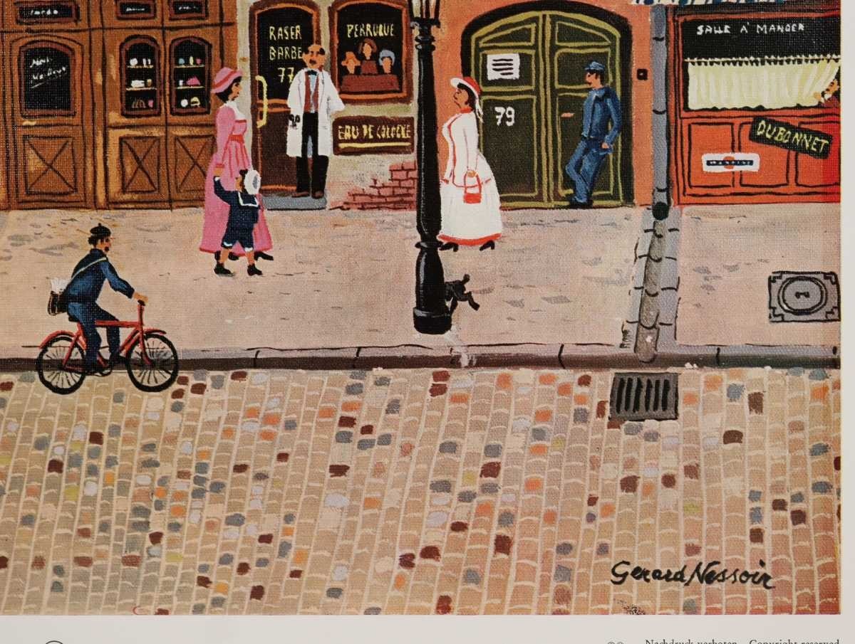 ジェラルド・ネソワール オフセット「Gasse in Paris」画30cm×39.5cm パリの街角を風情豊に描く ドラクロワ様の作風 Gerard Nessoir 5418_画像5