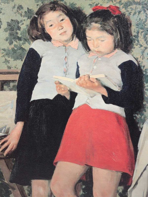 小磯良平 複製画「二人の少女」画寸 32cm×41cm F6 神戸市出身 小磯良平 複製画「二人の少女」画寸 32cm×41cm F6 神戸市出身
