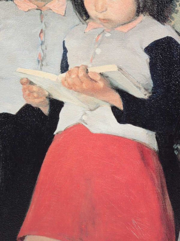 小磯良平 複製画「二人の少女」画寸 32cm×41cm F6 神戸市出身 小磯良平 複製画「二人の少女」画寸 32cm×41cm F6 神戸市出身