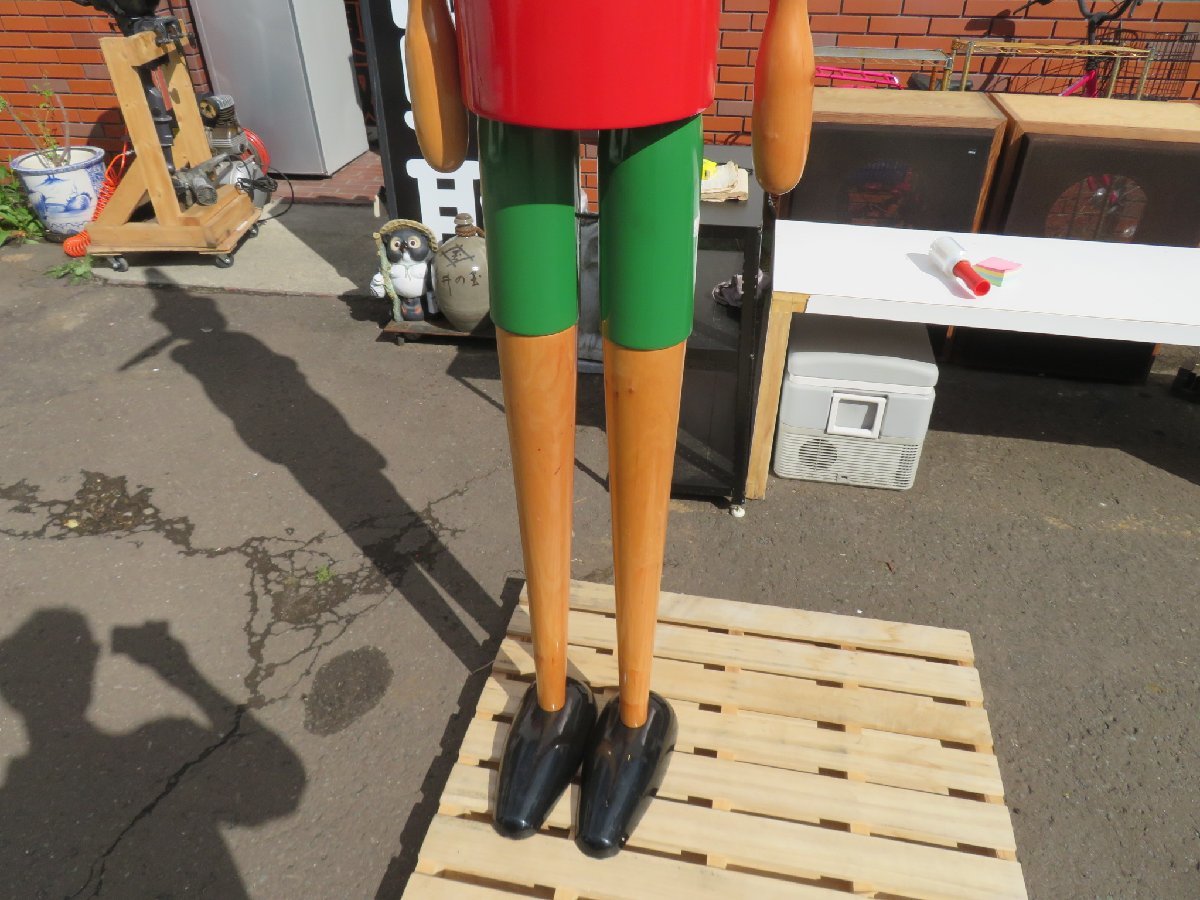 ★☆【引取歓迎】　イタリア製　木製　ピノキオ　オブジェ　置物　高さ　260ｃｍ　小樽より　②☆★_画像6