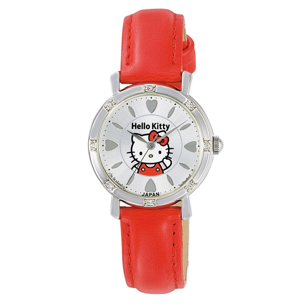 シチズン 腕時計 ハローキティ 防水 革ベルト 日本製 0003N003 シルバー/レッド 4966006058192_画像1