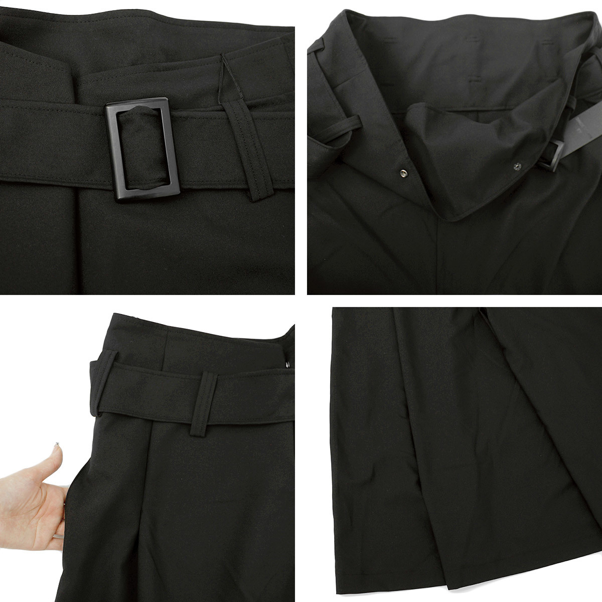 【新品】 F ブラック ワイドパンツ メンズ ベルト付き スカート風 ガウチョパンツ スカンツ デザイナーズ 日本製 国産_画像6