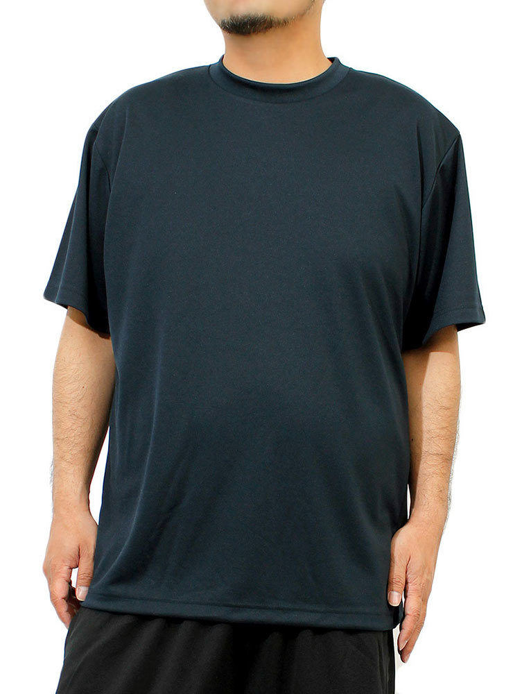 【新品】 7L ネイビー Tシャツ メンズ 大きいサイズ 半袖 吸汗速乾 ドライ メッシュ UVカット 無地 クルーネック カットソー_画像1