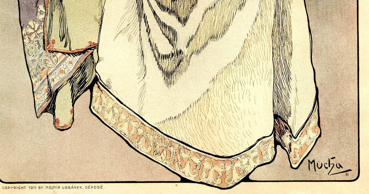 新年の贈り物 ミュシャ 椿姫 リトグラフ 1896年 22x58cm 複製画 高品質