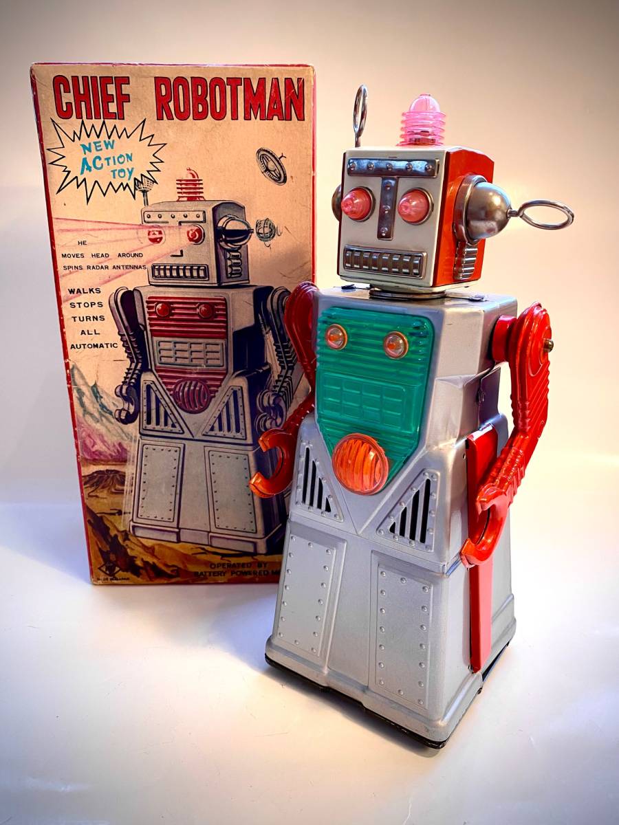 YOSHIYA 製 Japan 1950年代 CHIEF ROBOT MAN 完動品 箱もすべてオリジナル