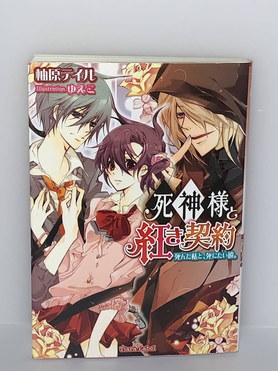 ■ ★ティアラ文庫★ ■ 【死神様と紅き契約　死んだ私と、死にたい彼。】著者＝柚原テイル　イラスト＝ゆえこ　初版　中古品　特典付_画像2