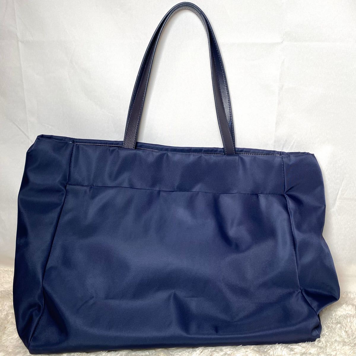 美品 agnes b アニエスベー ナイロン レザー トートバッグ 大容量 A4