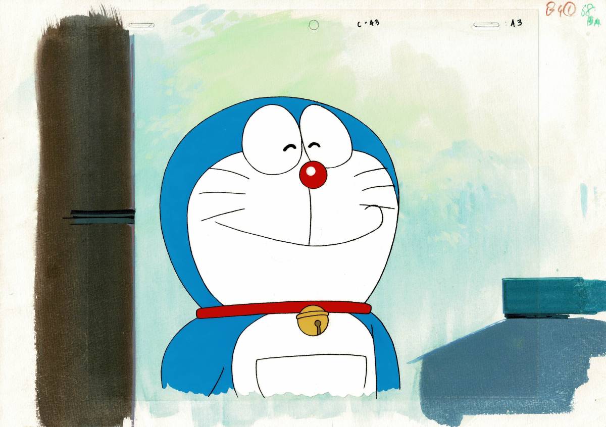  Doraemon cell picture autograph background . cut sack wistaria .*F* un- two male Shogakukan Inc. CoroCoro Comic ... kun tv morning day [A156]