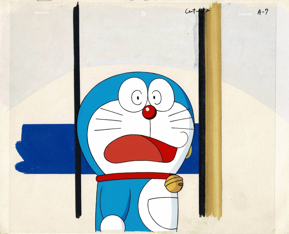  Doraemon . ratio extension futoshi 2 pieces set cell picture animation original picture autograph background . wistaria .*F* un- two male Shogakukan Inc. CoroCoro Comic ... kun tv morning day [A85]