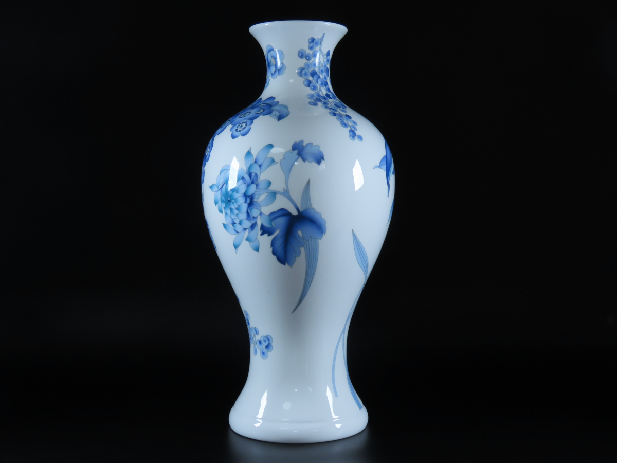 HUTSCHENREUTHER×LEONARD Hutschenreuther ×re owner -ru flowers and birds writing large vase Bone China height 45. vase flower base flower vase "hu" pot extra-large collaboration 