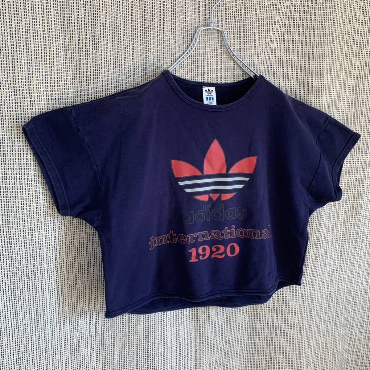 [ популярный ]90s adidas Adidas короткий рукав тренировочный футболка tops короткий переделка Descente Vintage 