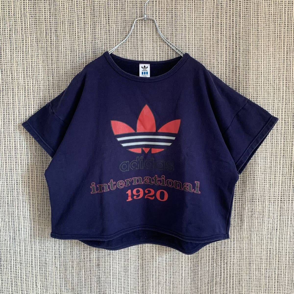 [ популярный ]90s adidas Adidas короткий рукав тренировочный футболка tops короткий переделка Descente Vintage 