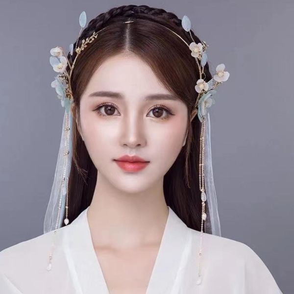 ヤフオク! - 中国髪飾り リボン 青紐 古代 王妃 髪留め ヘアアクセサ...