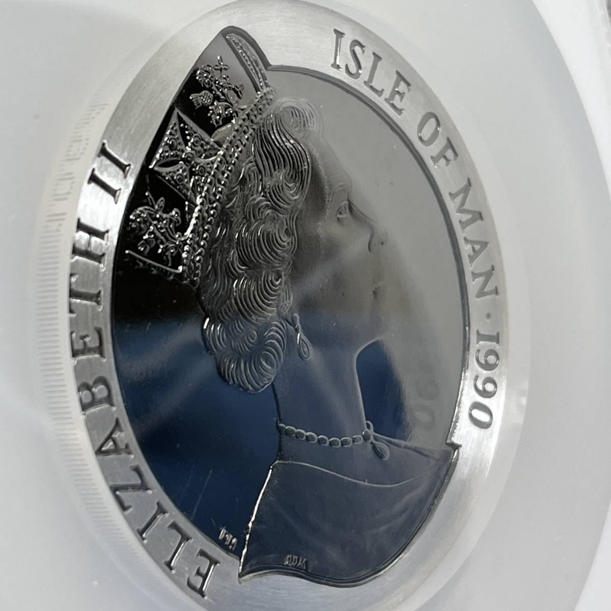 5oz大型銀貨☆GEM PROOF】1990 マン島 5クラウン 銀貨 NGC ペニー