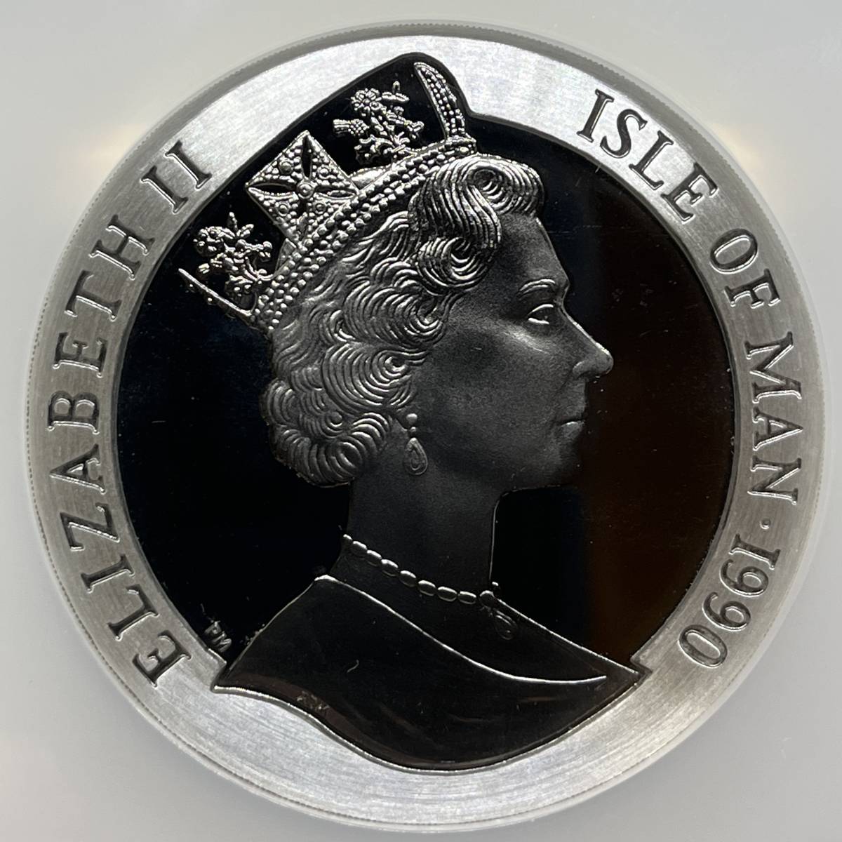 5oz大型銀貨☆GEM PROOF】1990 マン島 5クラウン 銀貨 NGC ペニー
