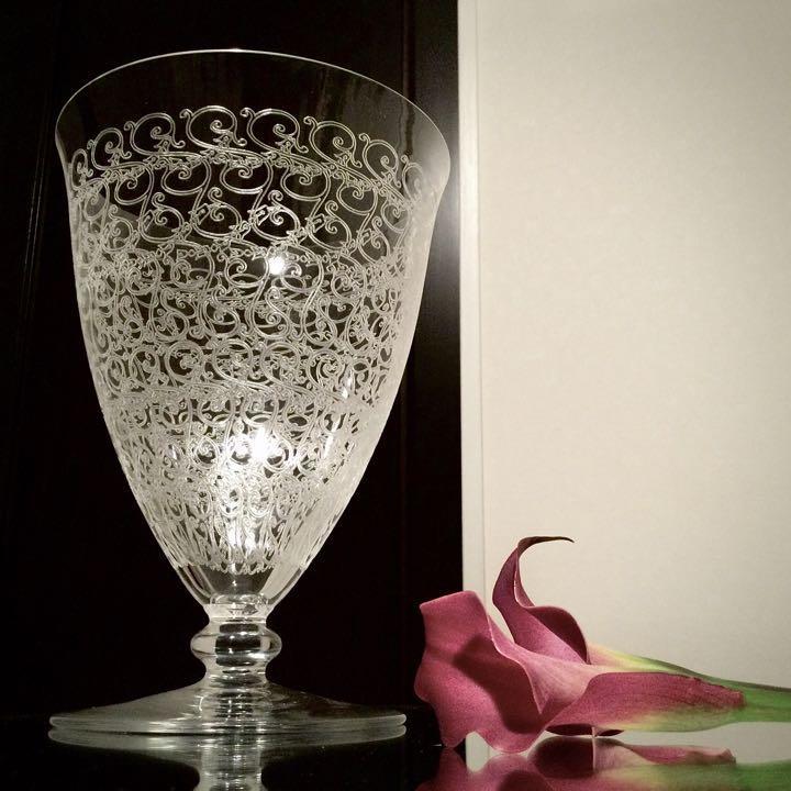 極上のオールドサンルイSaintLouis ☆アラベスクの花瓶 フラワーベース-
