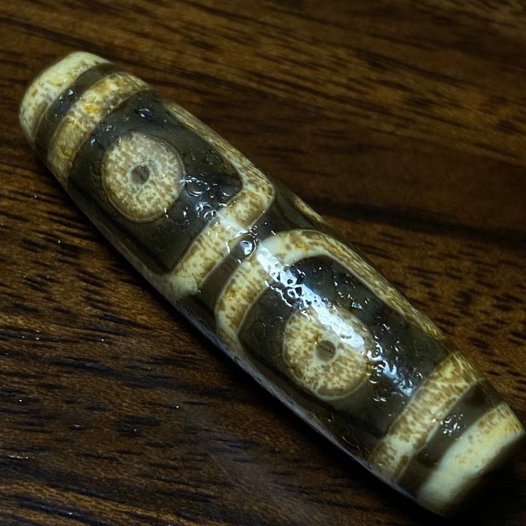 清・古宝瓶天珠・高油包漿・風化紋・箱付・鏈付』極細工・骨董品・古賞