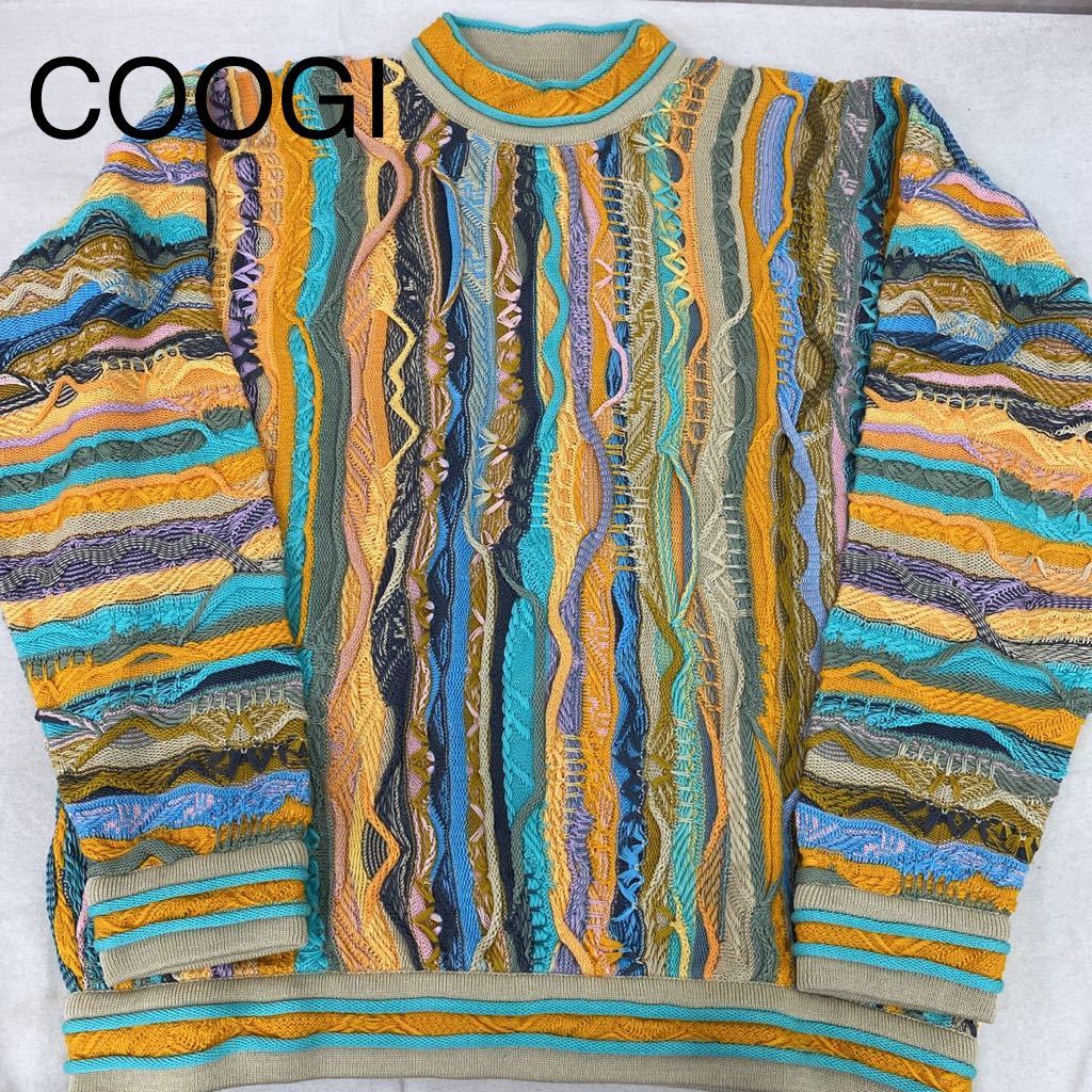 A989◇ COOGI クージー ニット セーター トップス 3Dニット 総柄 編み