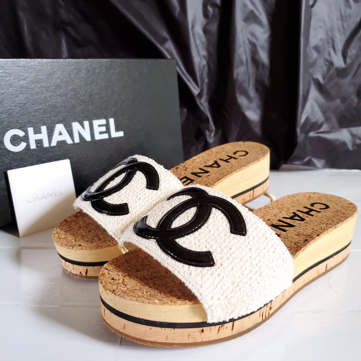 2020 CHANEL ココマーク コルク フラットサンダル スポーツ シャワー-