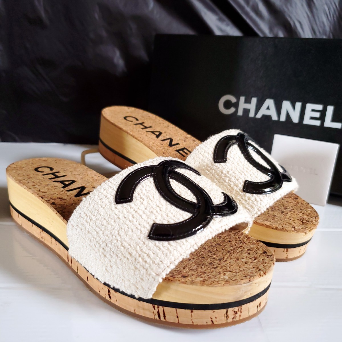 2020 CHANEL ココマーク コルク フラットサンダル スポーツ シャワー-