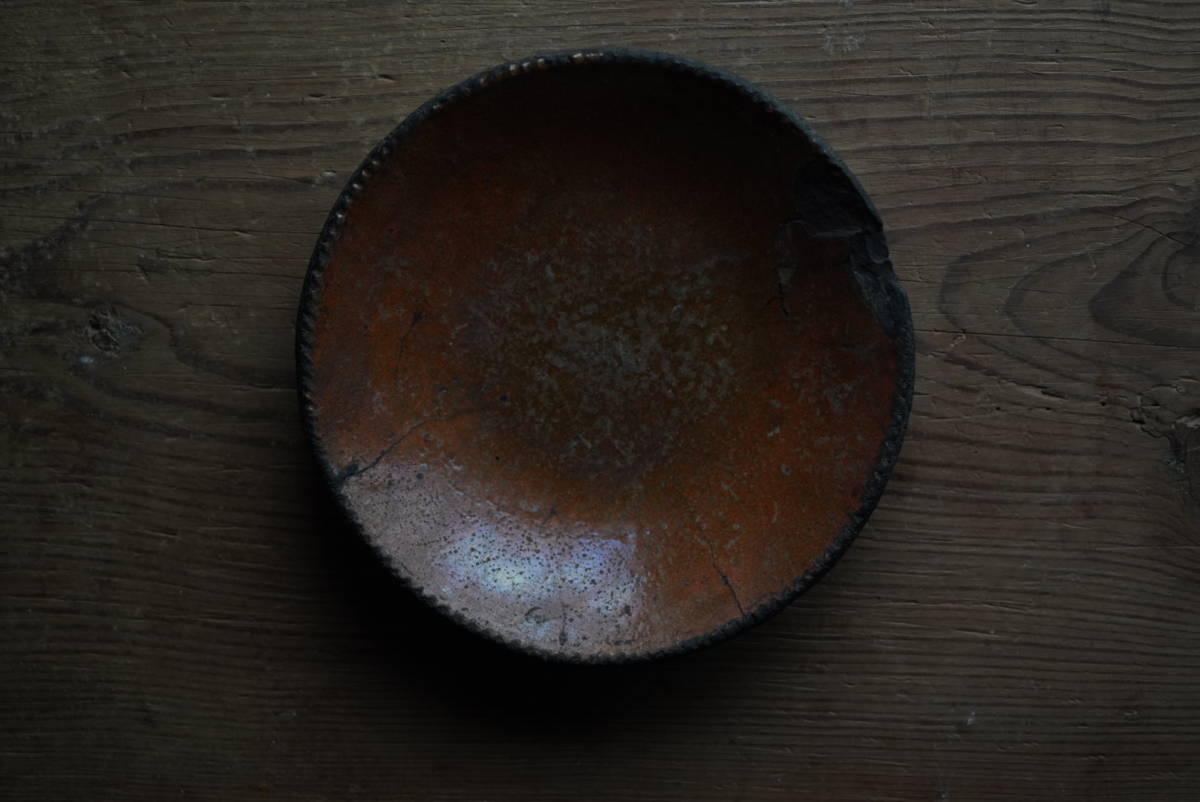 本物の パイ皿 古いペンシルベニアのレッドウェア / E アーリーアメリカン 古道具 アンティーク / 19世紀・アメリカ 1700年 - 1800年