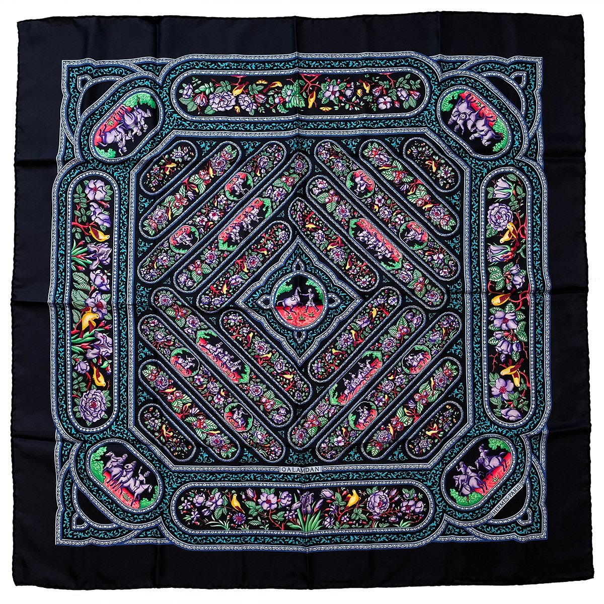 ☆Y1093 未使用!! エルメス カレ90 QALAMDAN カラムダン シルク