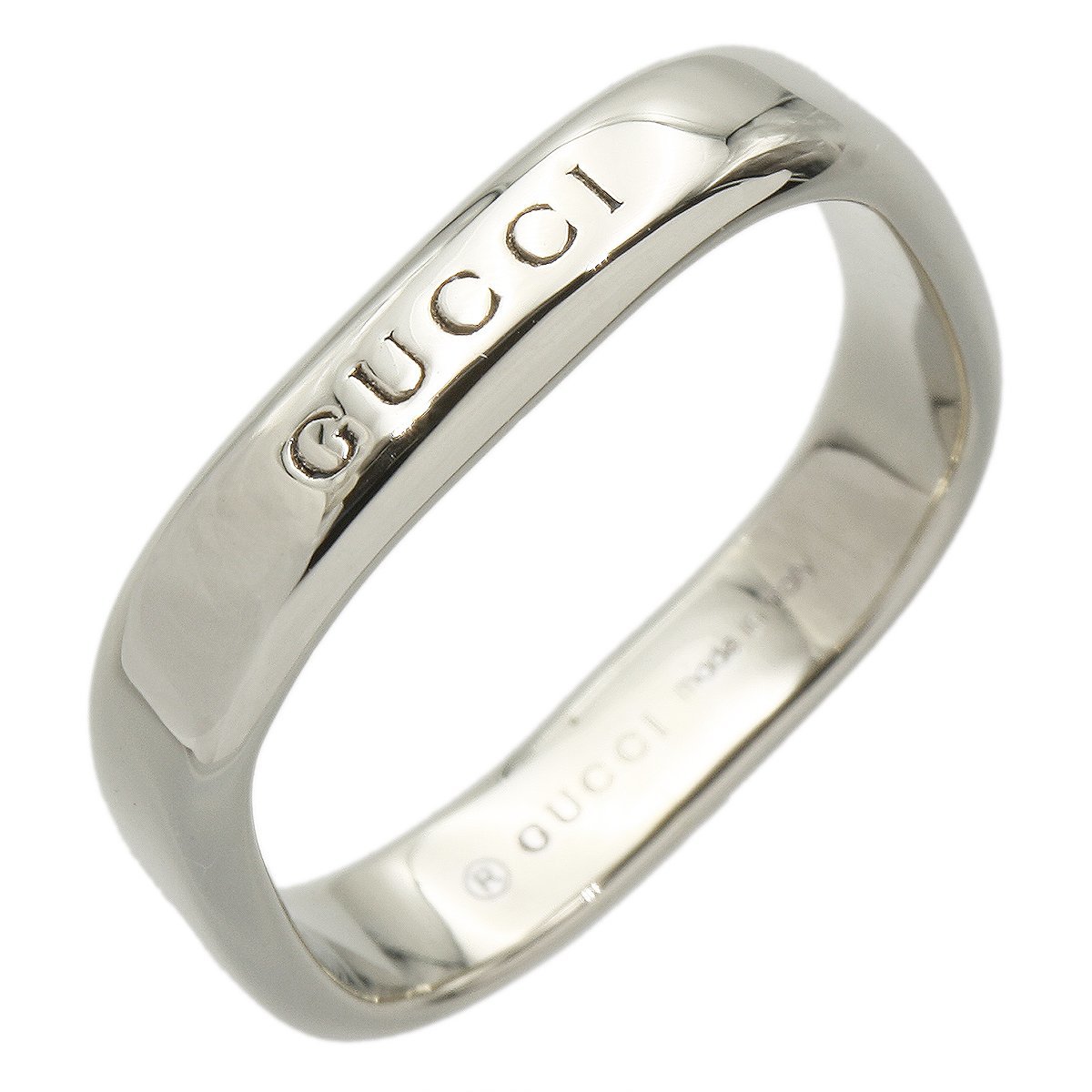 ★Y1238 仕上済!! グッチ 9号 K18WG ロゴ スクエア リング GUCCI レディース★_画像1