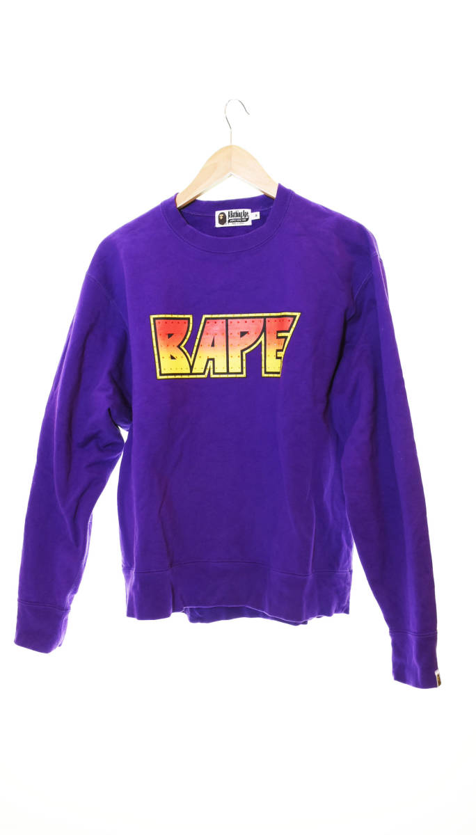 ◯ A BATHING APE アベイシングエイプ CRYSTAL STONE RELAXED CREW SWEAT クリスタル ストーン スウェット 001SWH301009X パープル 103