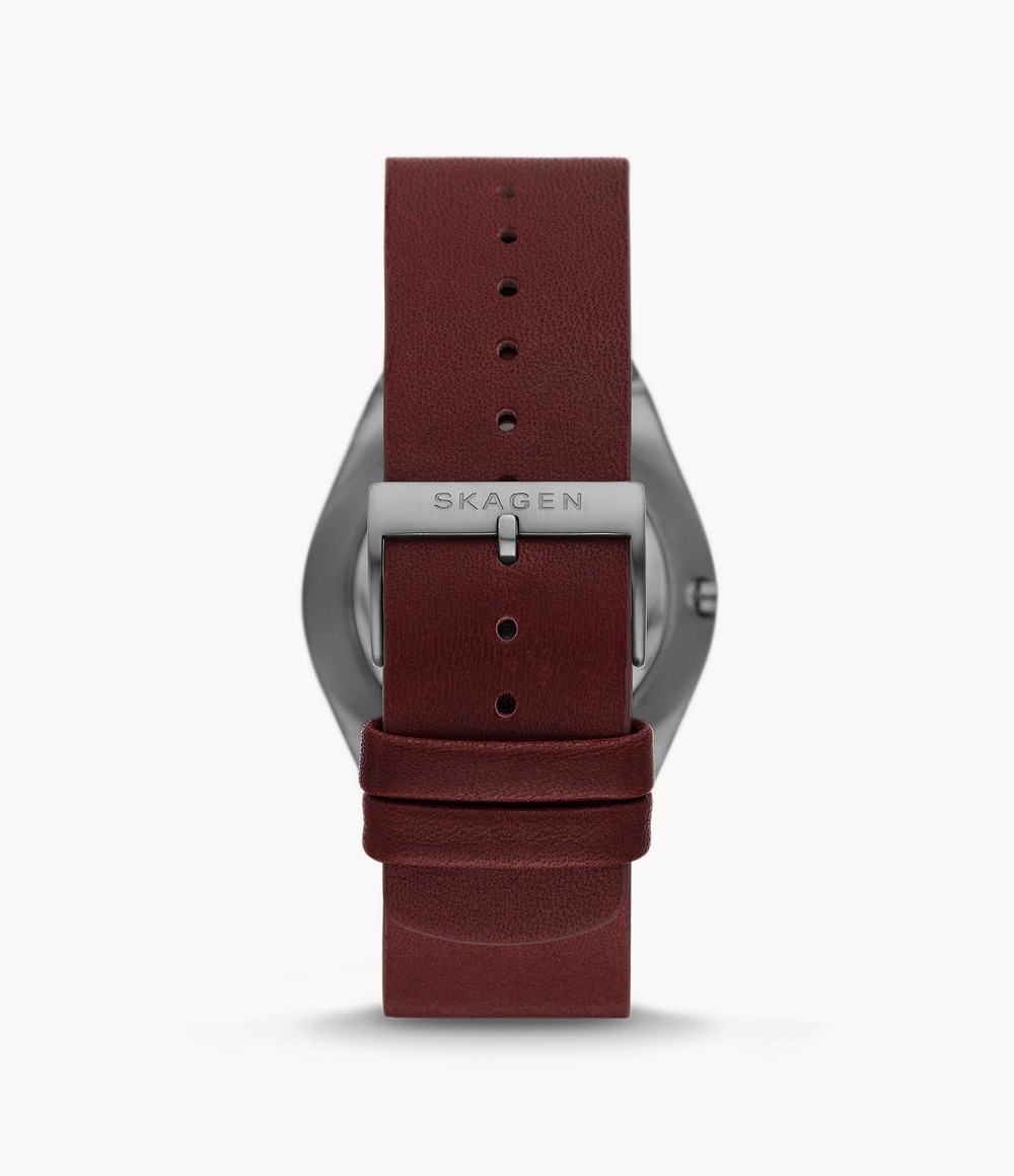 【正規品】スカーゲン SKAGEN グレネン スリーハンド デイト チェリーウッド レザーウォッチ 37mm SKW6856_画像3