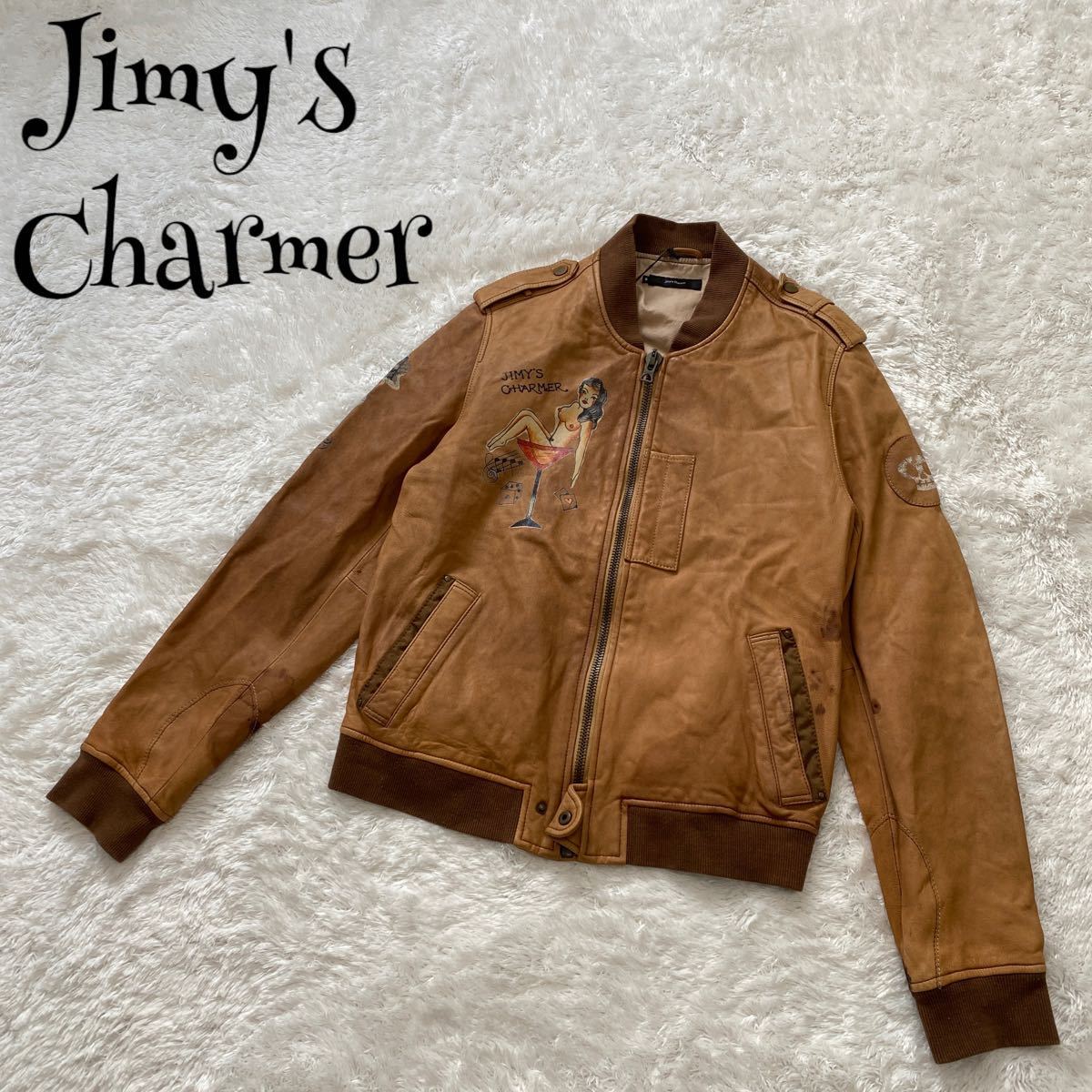 即完売品Jimy's Charmerジミーズチャーマー ヴィンテージレザージャケット ラムレザーフライトジャケット 革ジャン 女の子 セクシー ヌード