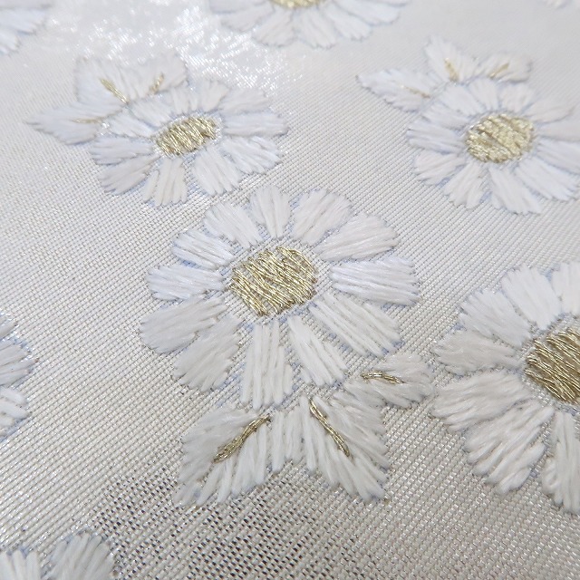 ゆめsaku2 美品 刺繍 着物“贅沢であり、どこまでも清らかに花開く桜と菊”袋帯901_画像7