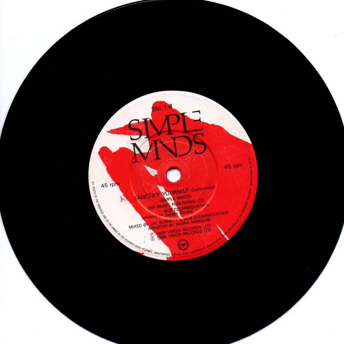 Simple Minds 「Sanctify Yourself/ Sanctify Yourself (Inst)」 英国盤EPレコード_画像3