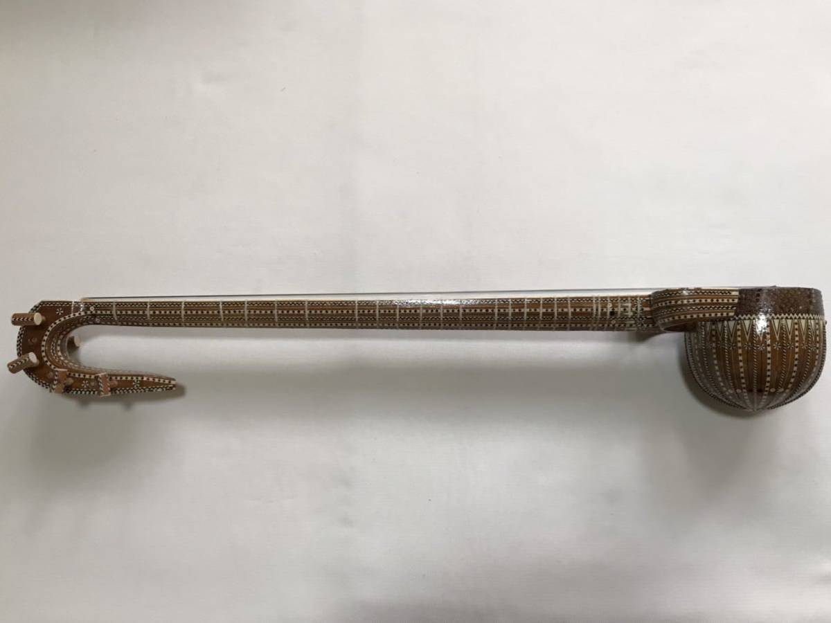 希少 民族楽器 弦楽器 ウイグル ラワープ 本蛇皮 ウズベキスタン 中国 ウイグル音楽 ルワプ 伝統音楽 楽器 寄木 骨細工 / 現状渡し