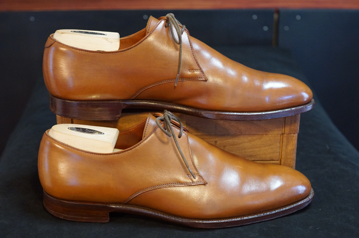 【箱袋付き】クロケットジョーンズ Crockett&Jones ポールスミス 8E 26~26.5㎝相当 茶 キャメル プレーントゥ 英国