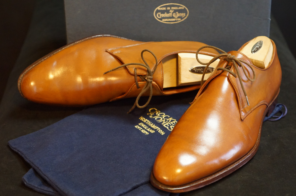 【箱袋付き】クロケットジョーンズ Crockett&Jones ポールスミス 8E 26~26.5㎝相当 茶 キャメル プレーントゥ 英国