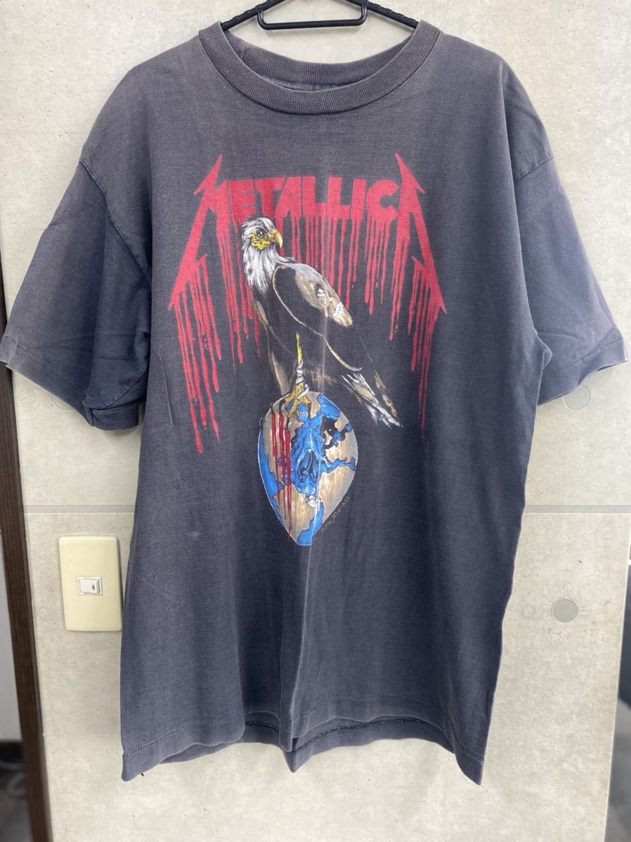 90'S 当時物　METALLICA パスヘッドTシャツ　ヴィンテージ　サイズXL メタリカ バンドTシャツ　USA製　giantタグ　ブラック　_画像1