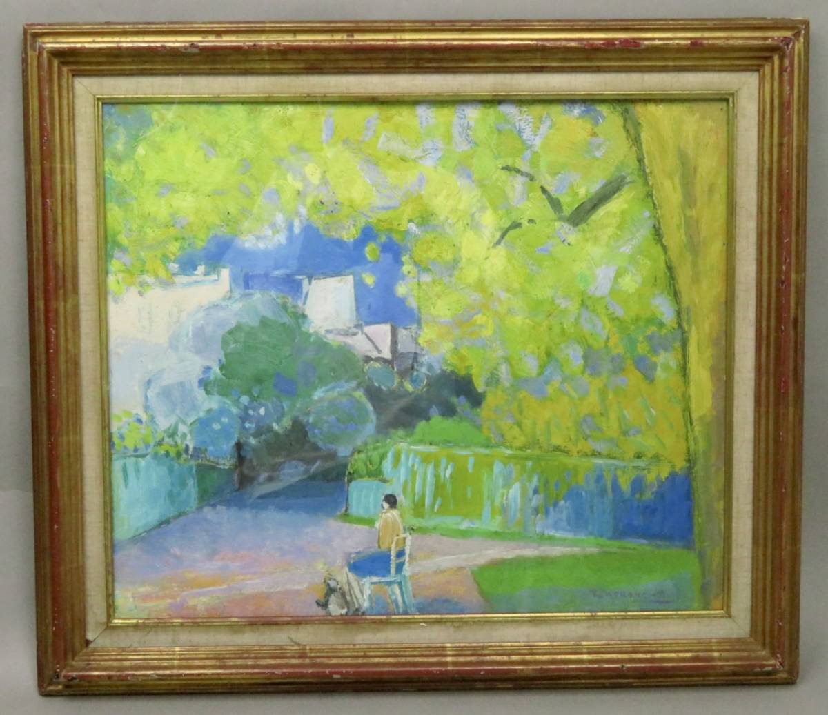 99 (価格変更) 油絵、肉筆画、民族踊り、作者不詳、 Yahoo!オークション - アート作品【公園にて/唐川武紀作】油絵