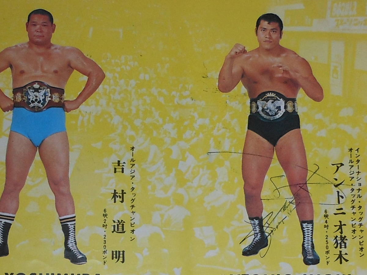 アントニオ猪木,ジャイアント馬場,大木金太郎,サイン,直筆,第1回NWAタッグリーグ,パンフレット, アントニオ猪木,ジャイアント馬場,大木金太郎,サイン,直筆,第1回NWAタッグリーグ,パンフレット,