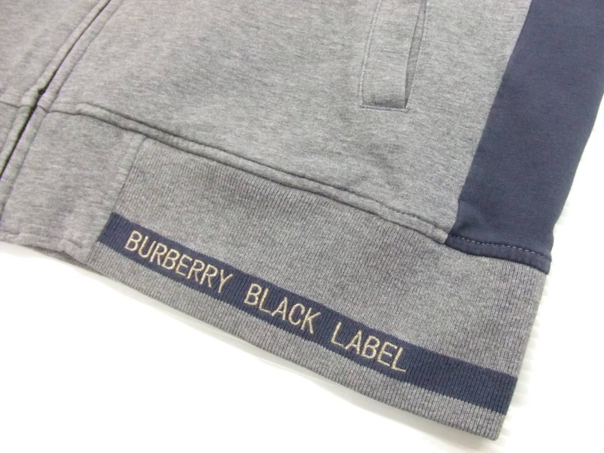 BURBERRY BLACK LABEL ジップパーカー グレー×紺 サイズ3 ライン入り ジャケット バーバリーブラックレーベル