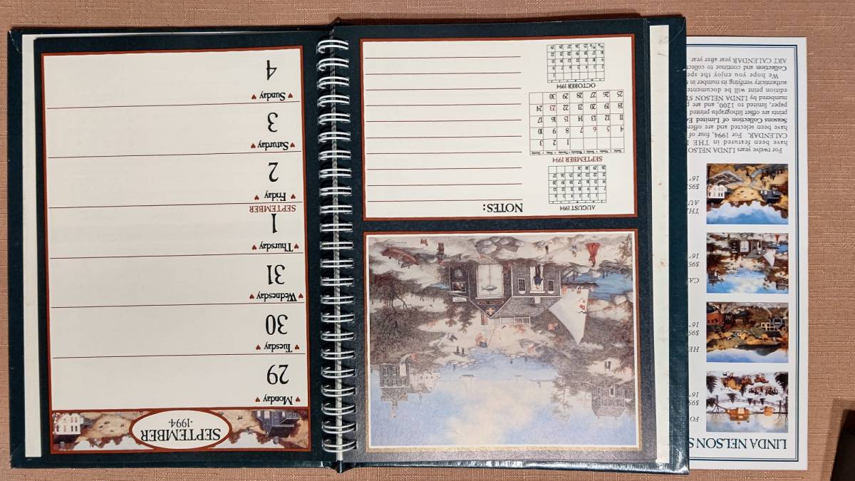 米国製 リングノート型 カレンダー THE 1994 LANG FOLK ART　ENGAGEMENT　CALENDAR　LINDA　NELSON　STOCKS 箱入り_画像8